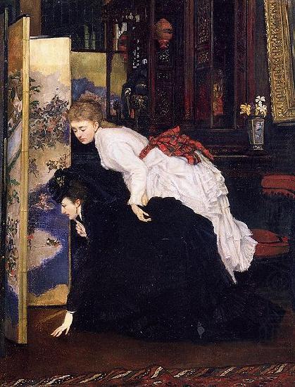 Young Women Looking at Japanese Objects, James Joseph Jacques Tissot